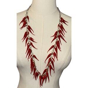 Vintage Southwestern Red Pepper Necklace 29” Length